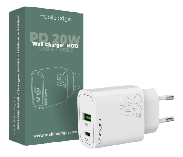 Mobile Origin PD20W Wall Charger MO12 1 USB-A + 1 USB-C FRL-PD20W-MO12 - 1319544 - zdjęcie